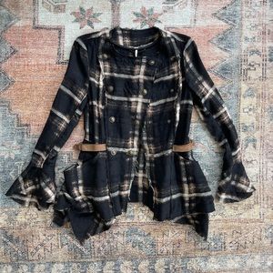 Free people Plaid Wool Vivienne Raw Cut Jacket
